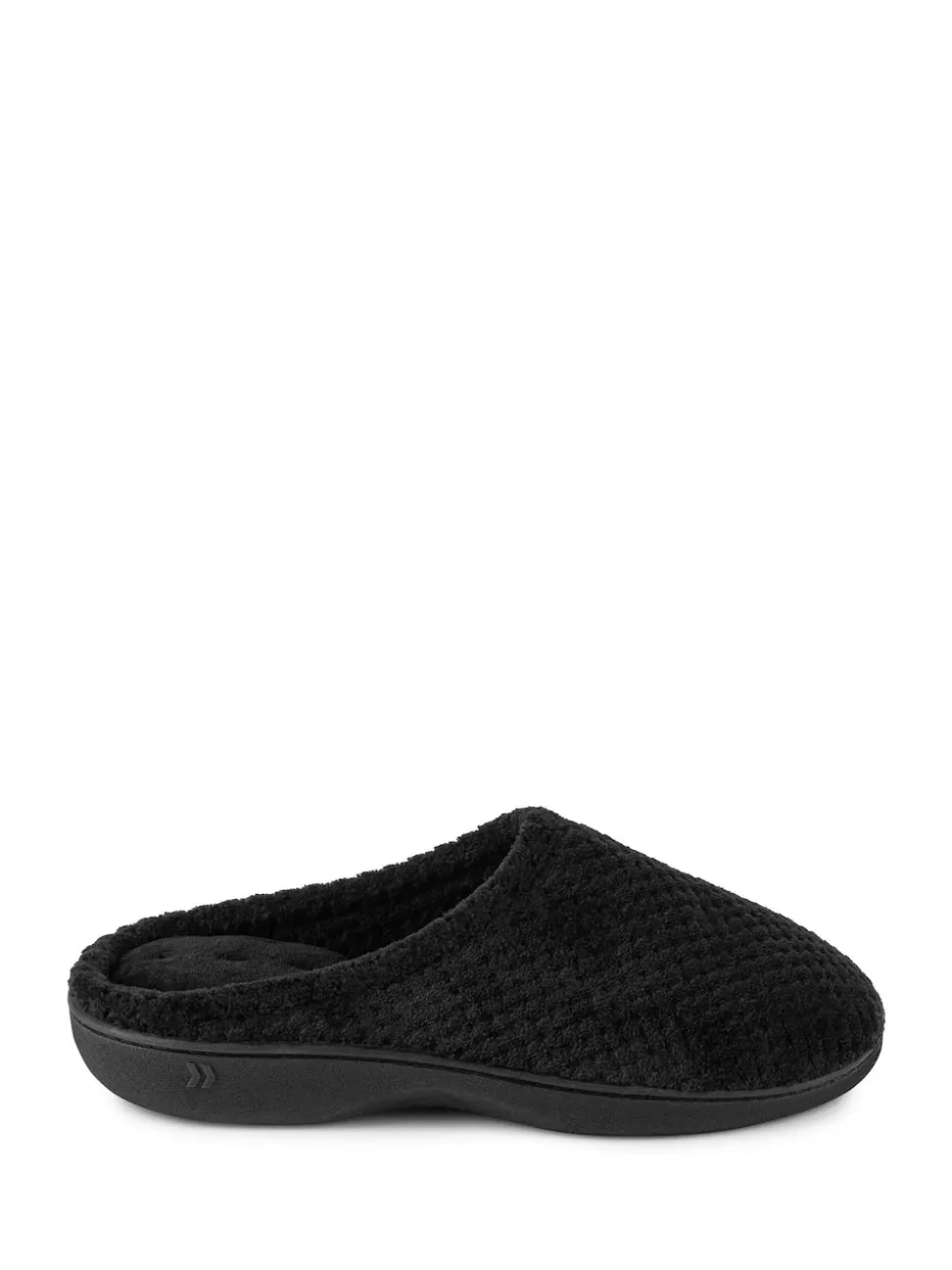 Totes Black Isotoner Popcorn Terry Mules Slippers