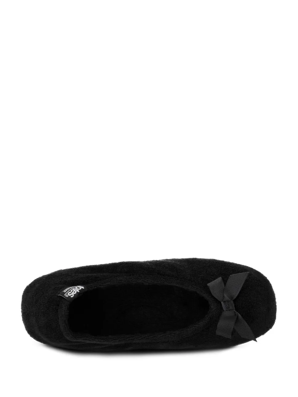 Totes Black Isotoner Terry Ballet Slippers With Bow