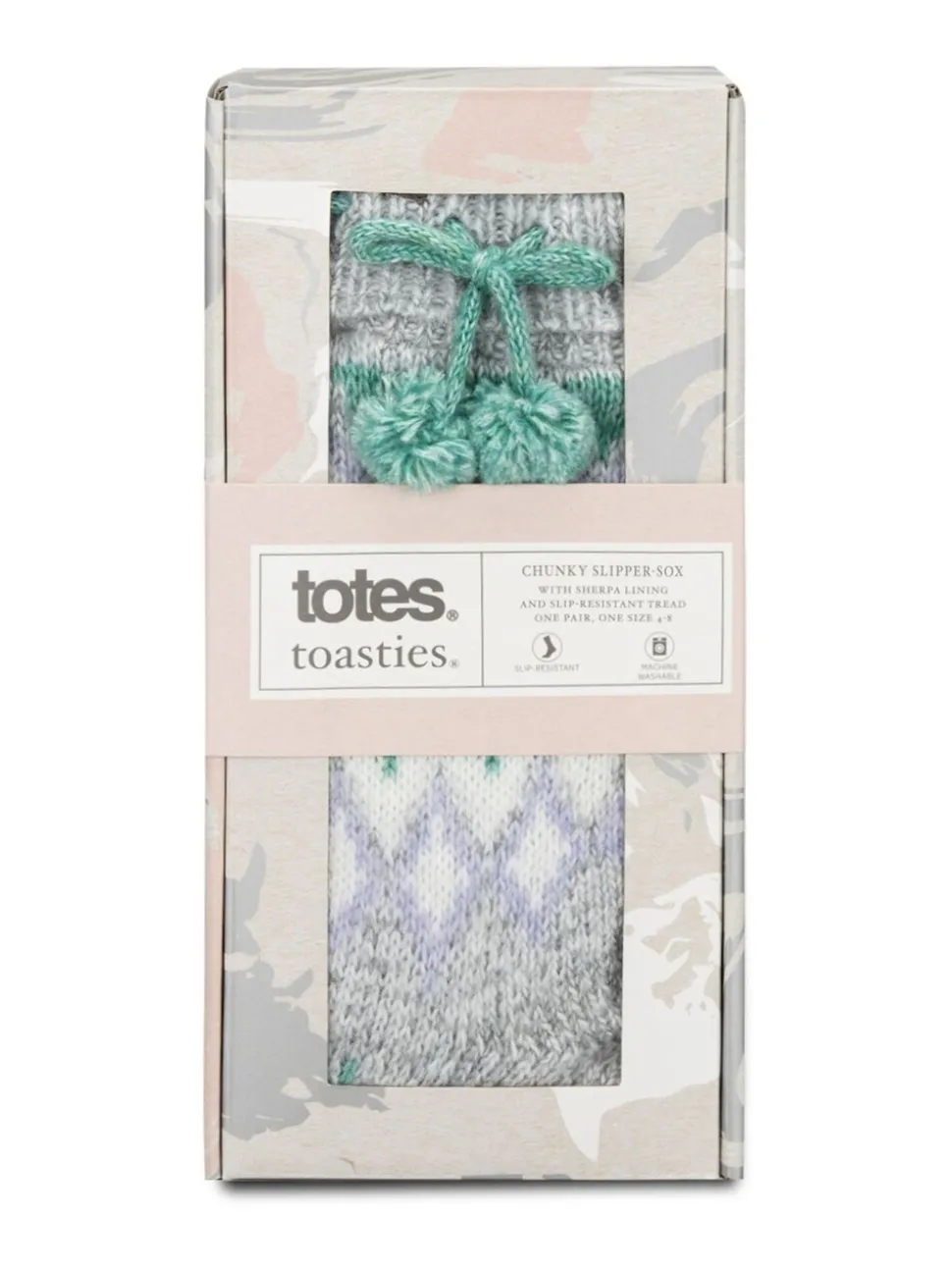Totes Blue Toasties Ladies Fairisle Chenille Slipper Socks