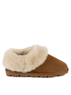 Totes Brown Ladies Isotoner Real Suede Bootie Slippers
