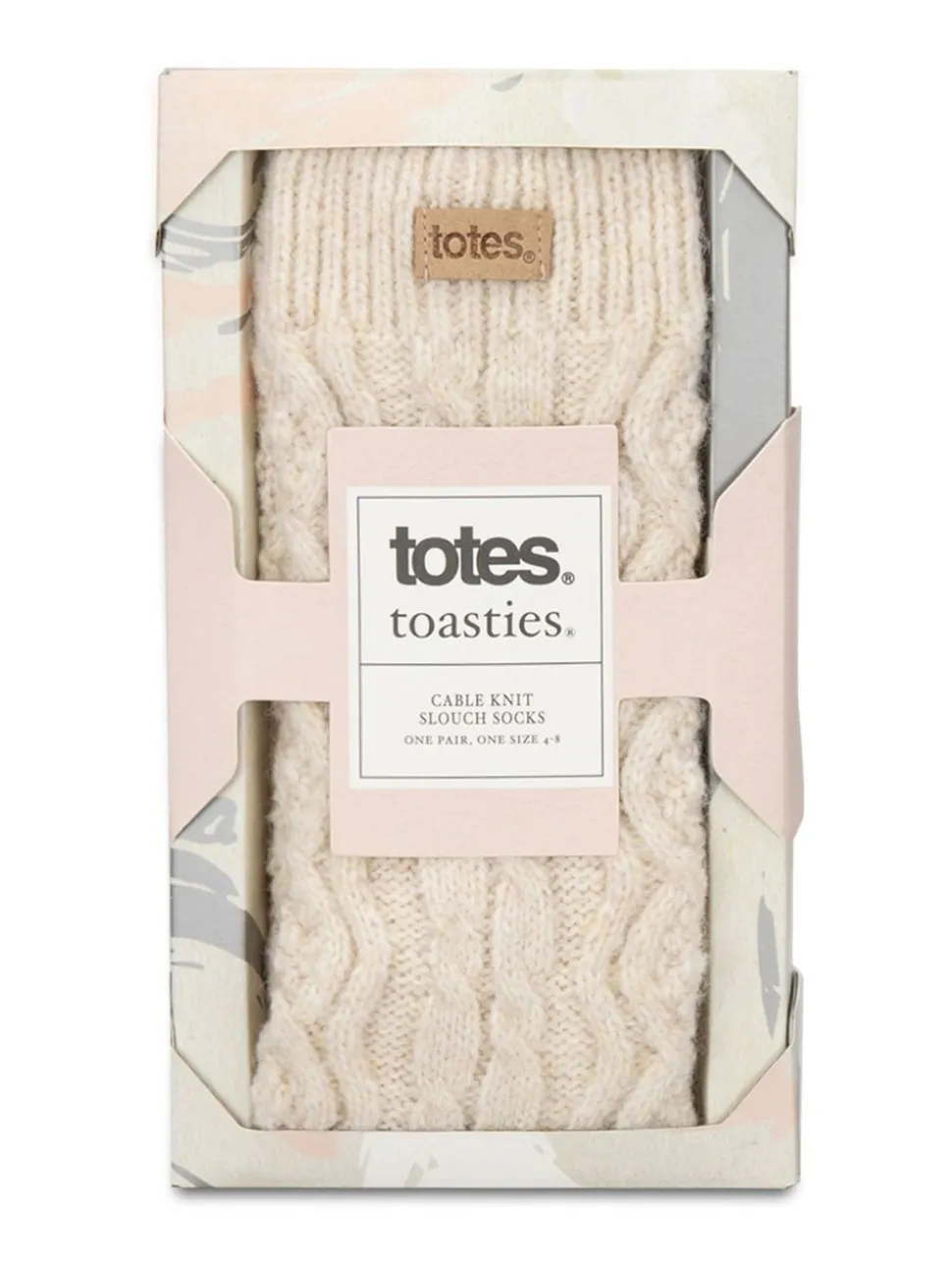 Totes Cream Toasties Ladies Cable Knit Slouch Slipper Socks