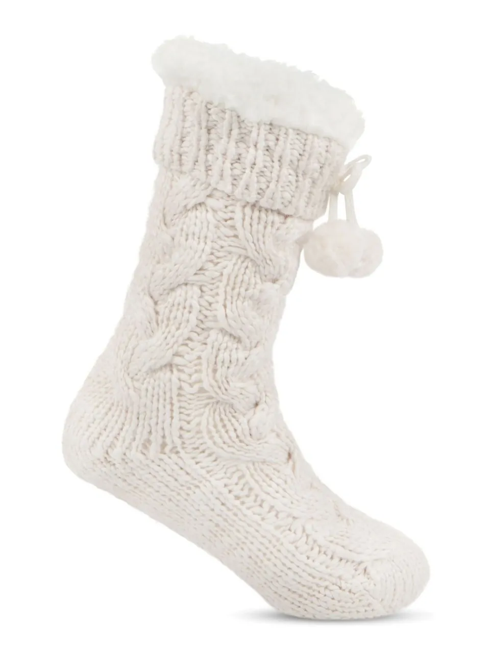 Totes Cream Toasties Ladies Luxury Chunky Knit Slipper Socks