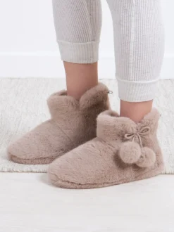Totes Cream Toasties Ladies Faux Fur Boot Slippers
