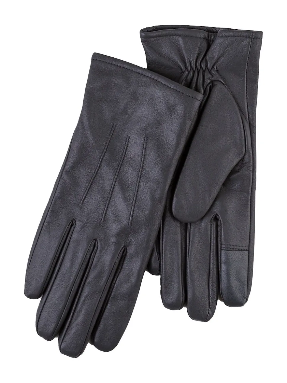 Totes Grey 3 Point Smartouch Winter Leather Gloves