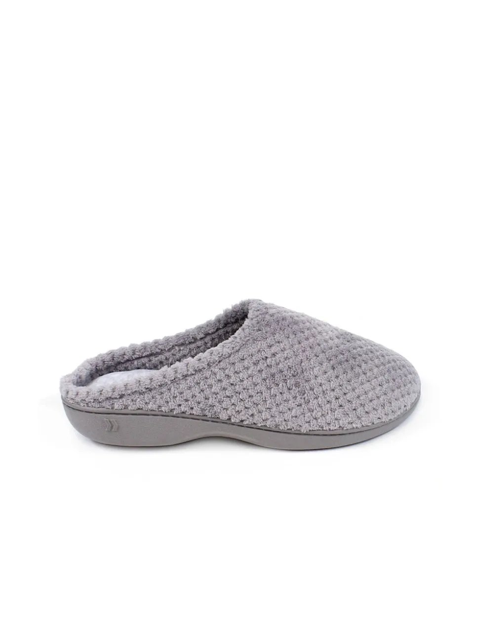 Totes Grey Isotoner Popcorn Terry Mules Slippers