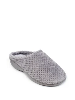Totes Grey Isotoner Popcorn Terry Mules Slippers