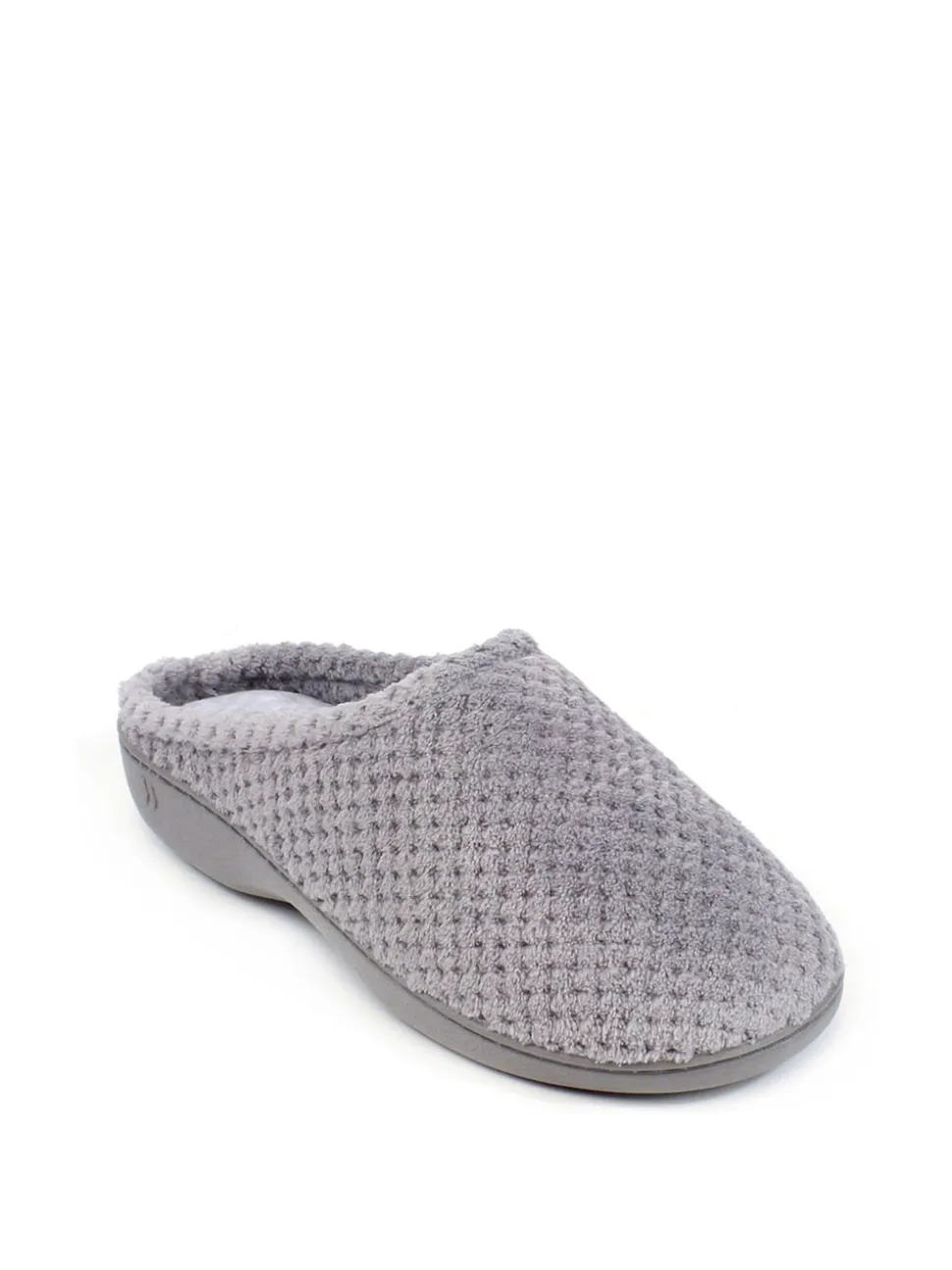 Totes Grey Isotoner Popcorn Terry Mules Slippers