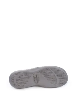Totes Grey Isotoner Popcorn Terry Mules Slippers
