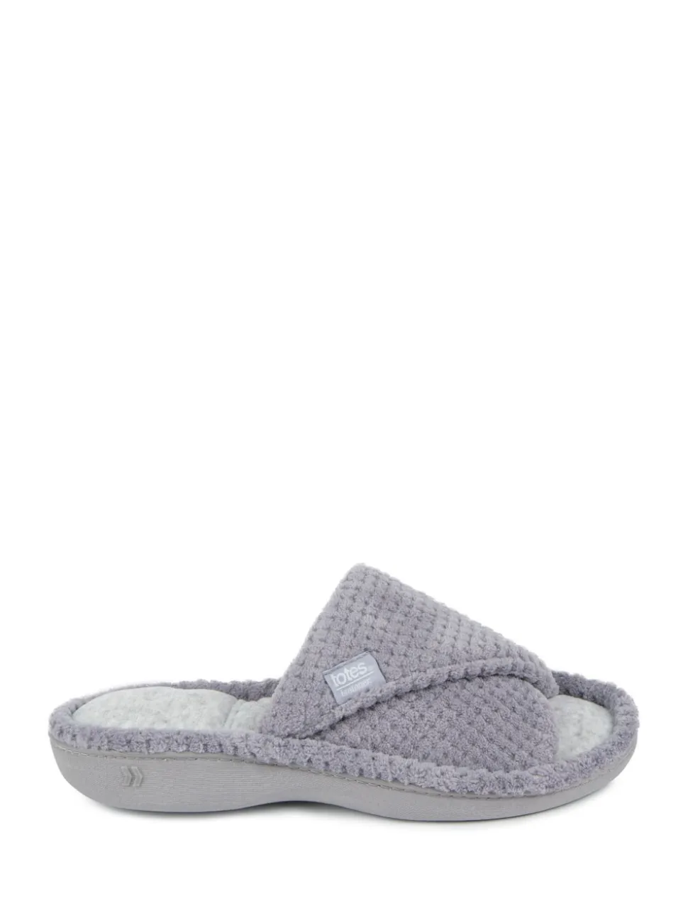 Totes Grey Ladies Isotoner Popcorn Turnover Open Toe Slippers