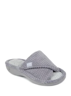 Totes Grey Ladies Isotoner Popcorn Turnover Open Toe Slippers
