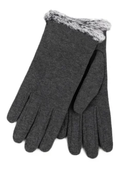 Totes Grey Thermal SmarTouch Gloves With Tipped Fur Cuff