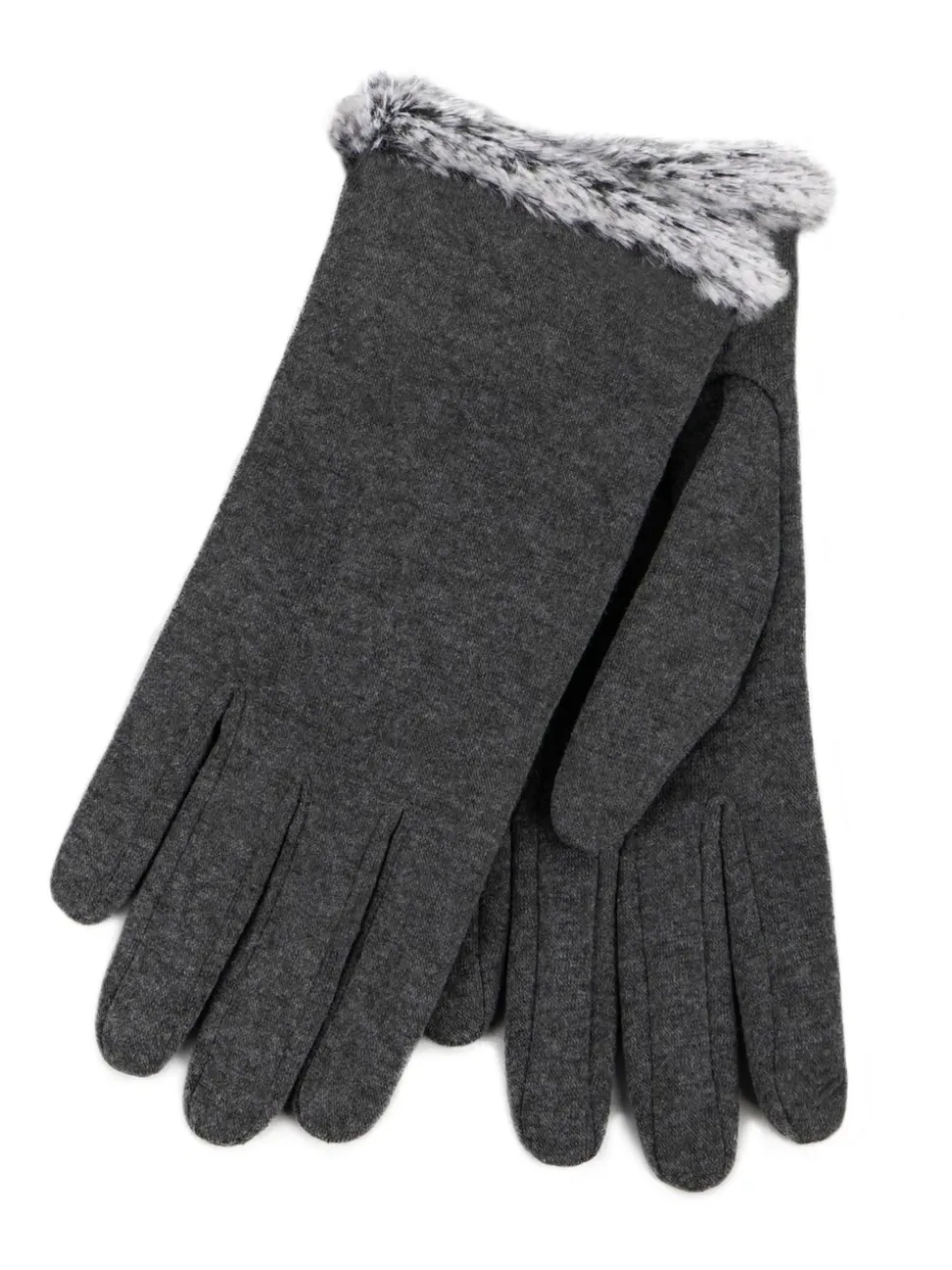 Totes Grey Thermal SmarTouch Gloves With Tipped Fur Cuff