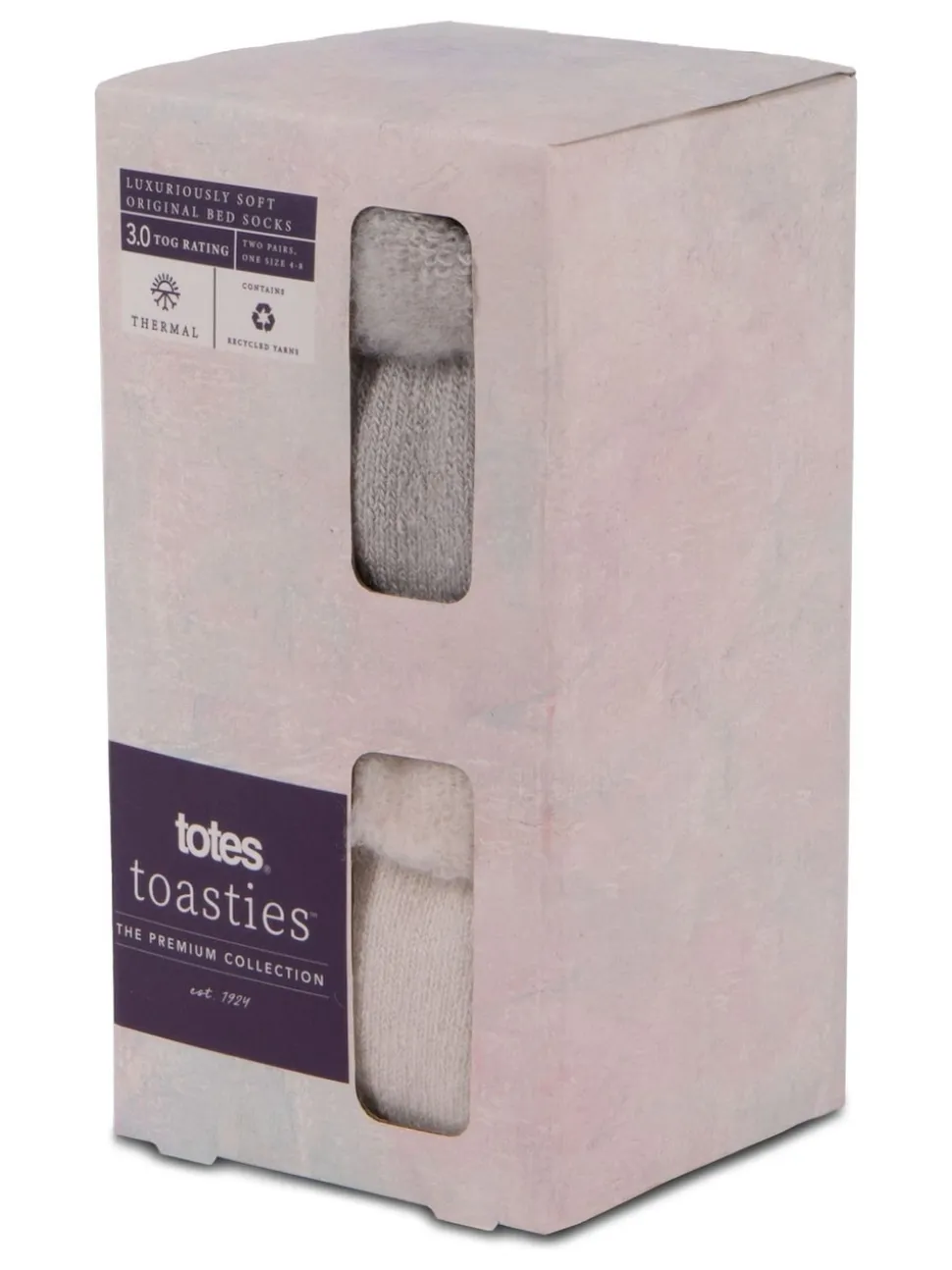 Totes Natural Ladies Brushed Thermal Bed Socks 2 Pack