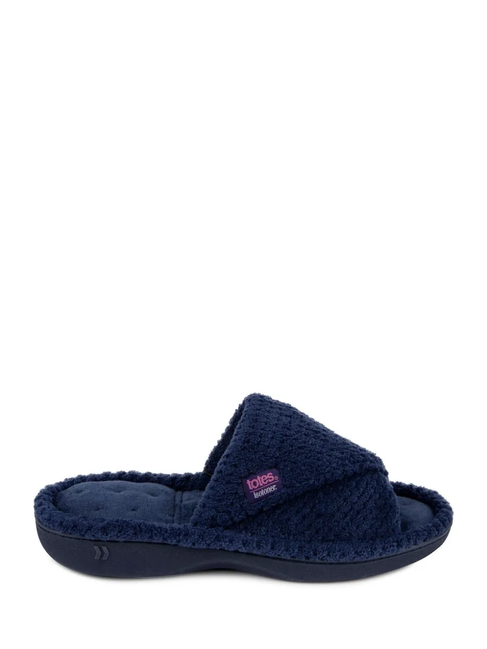 Totes Navy Ladies Isotoner Popcorn Turnover Open Toe Slippers