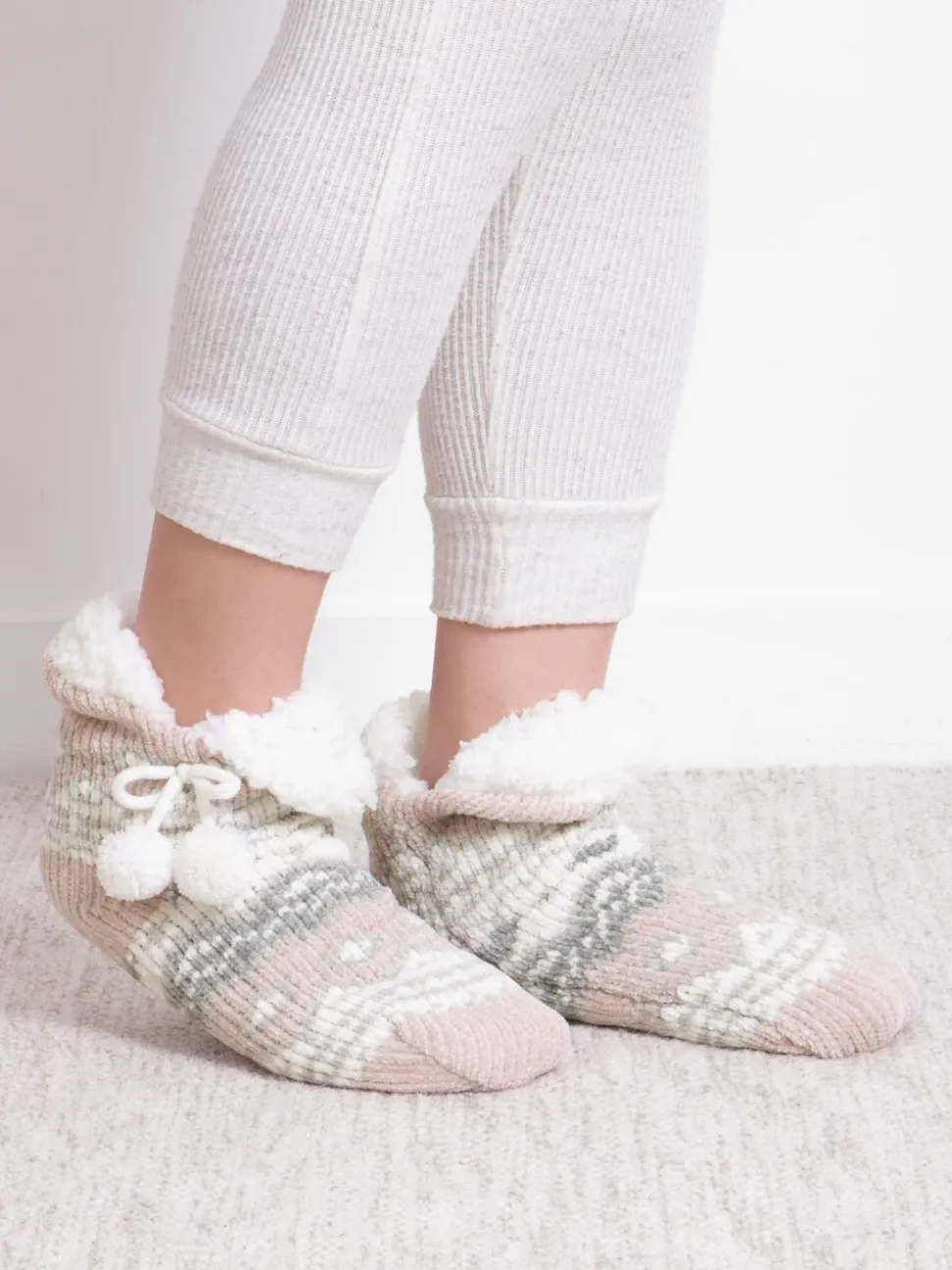 Totes Pink Toasties Ladies Chenille Crop Knitted Slipper Socks