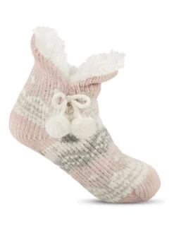 Totes Pink Toasties Ladies Chenille Crop Knitted Slipper Socks