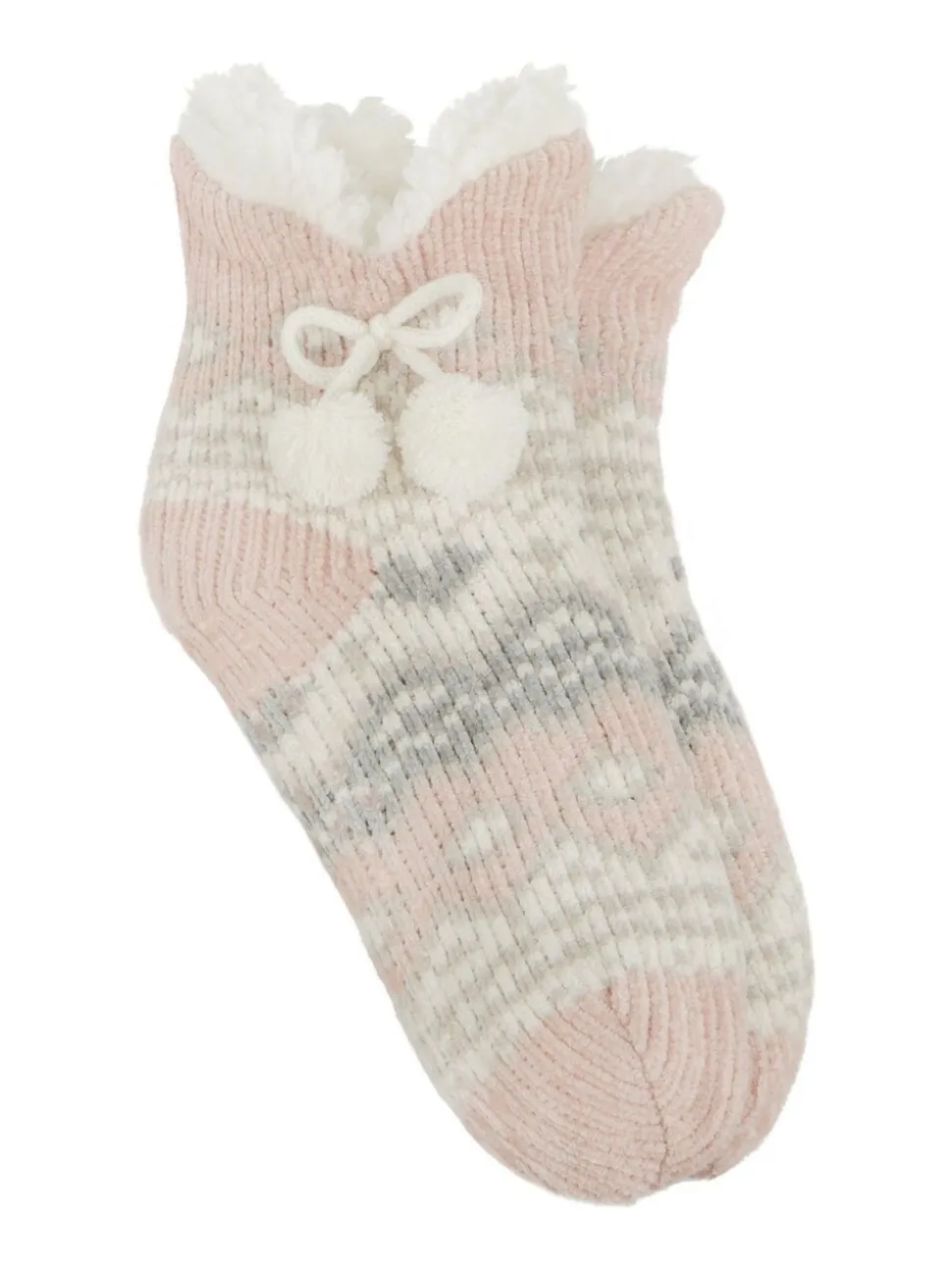 Totes Pink Toasties Ladies Chenille Crop Knitted Slipper Socks