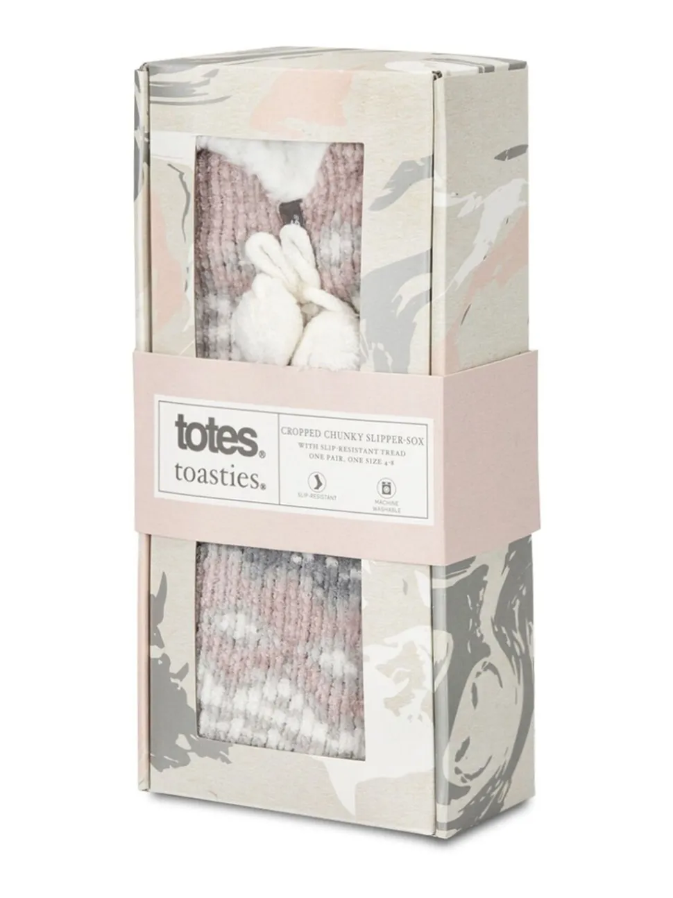 Totes Pink Toasties Ladies Chenille Crop Knitted Slipper Socks