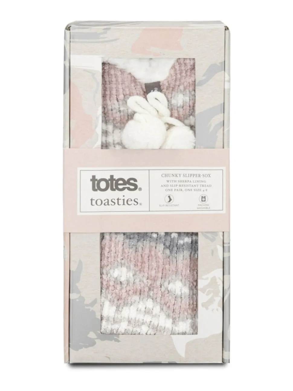 Totes Pink Toasties Ladies Chenille Crop Knitted Slipper Socks