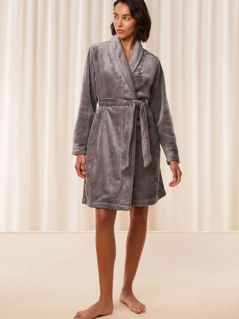 Triumph Grey 100% Cotton Fleece Robe