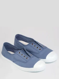 Trotters London Blue Adult Plum Canvas Shoes