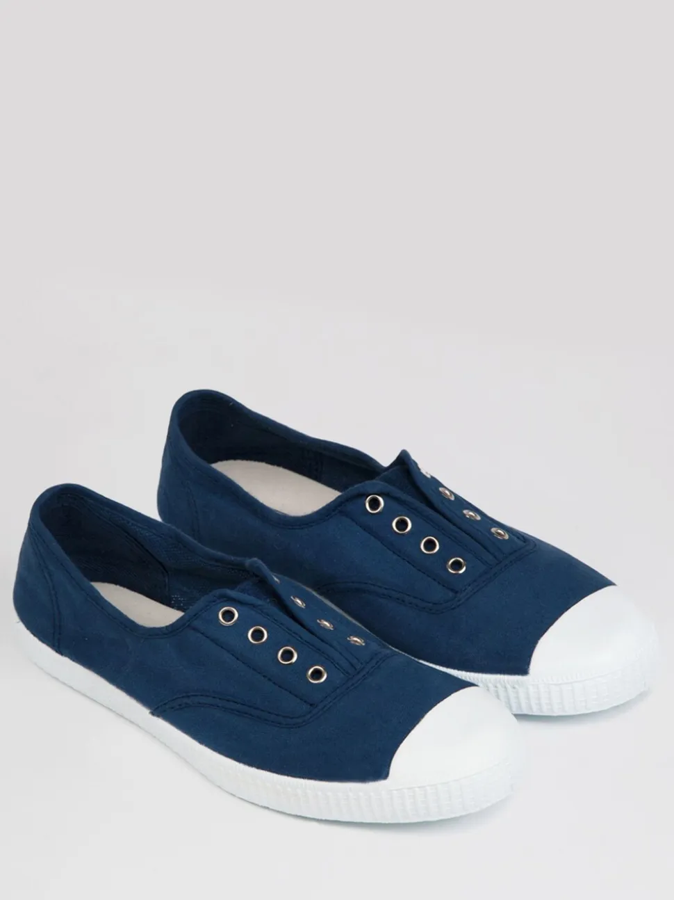 Trotters London Navy Adult Plum Canvas Shoes