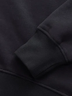 Ultimate Black Supersoft Peached Essentials Crew Neck Seam Detail Sweatshirt
