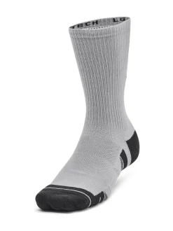 Under Armour Grey Crew Performance Tech Crew Socks 3 Pack