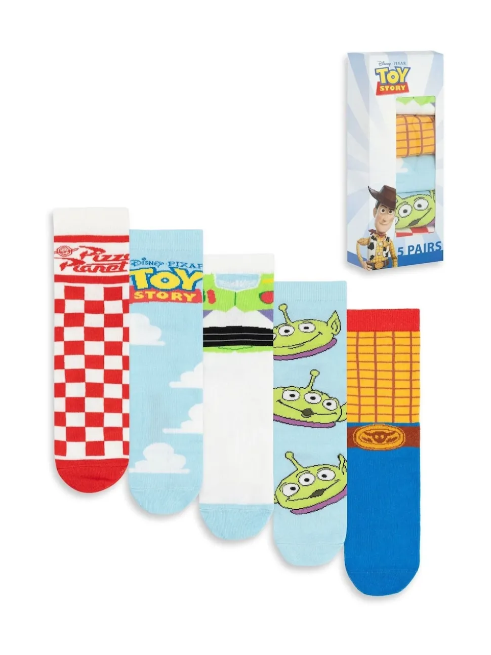 Vanilla Underground Blue Disney Toy Story Unisex Multicoloured Multi Character Calf Socks Set of 5