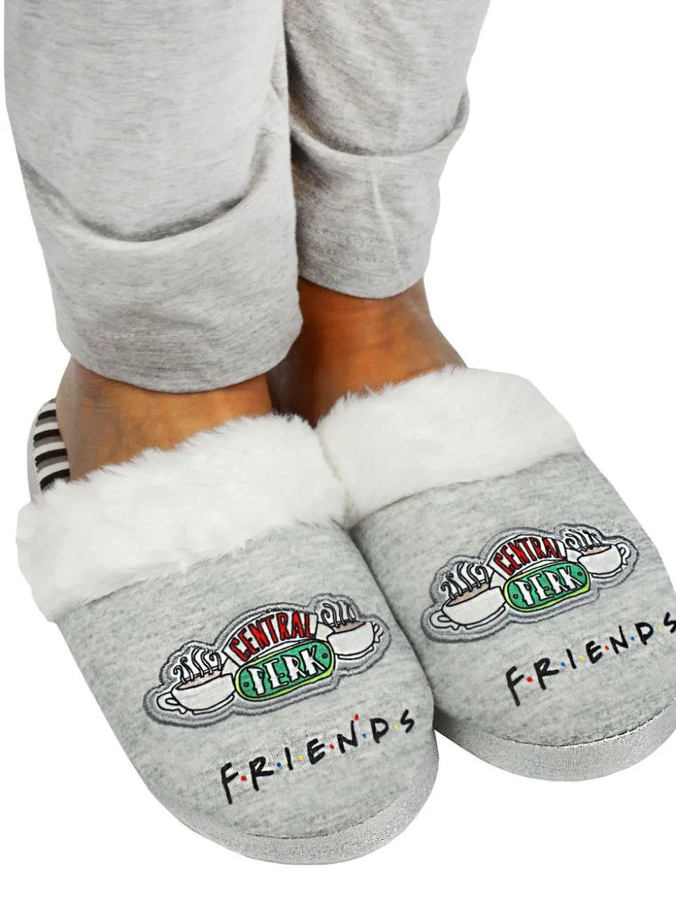 Vanilla Underground Grey Friends Womens Winter Mule Slippers
