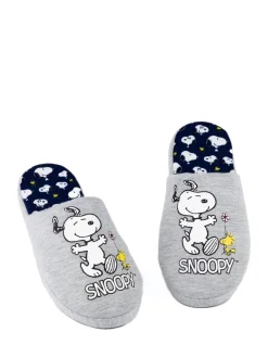 Vanilla Underground Grey Snoopy Womens Winter Mule Slippers
