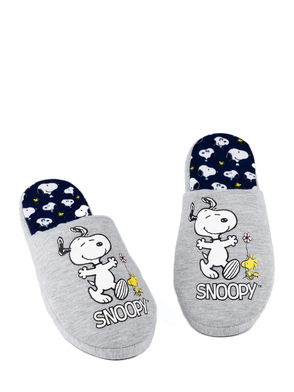 Vanilla Underground Grey Snoopy Womens Winter Mule Slippers
