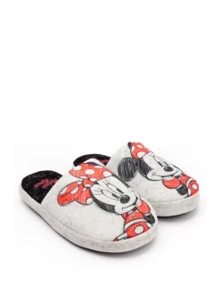 Vanilla Underground Grey Minnie Mouse Womens Winter Mule Slippers