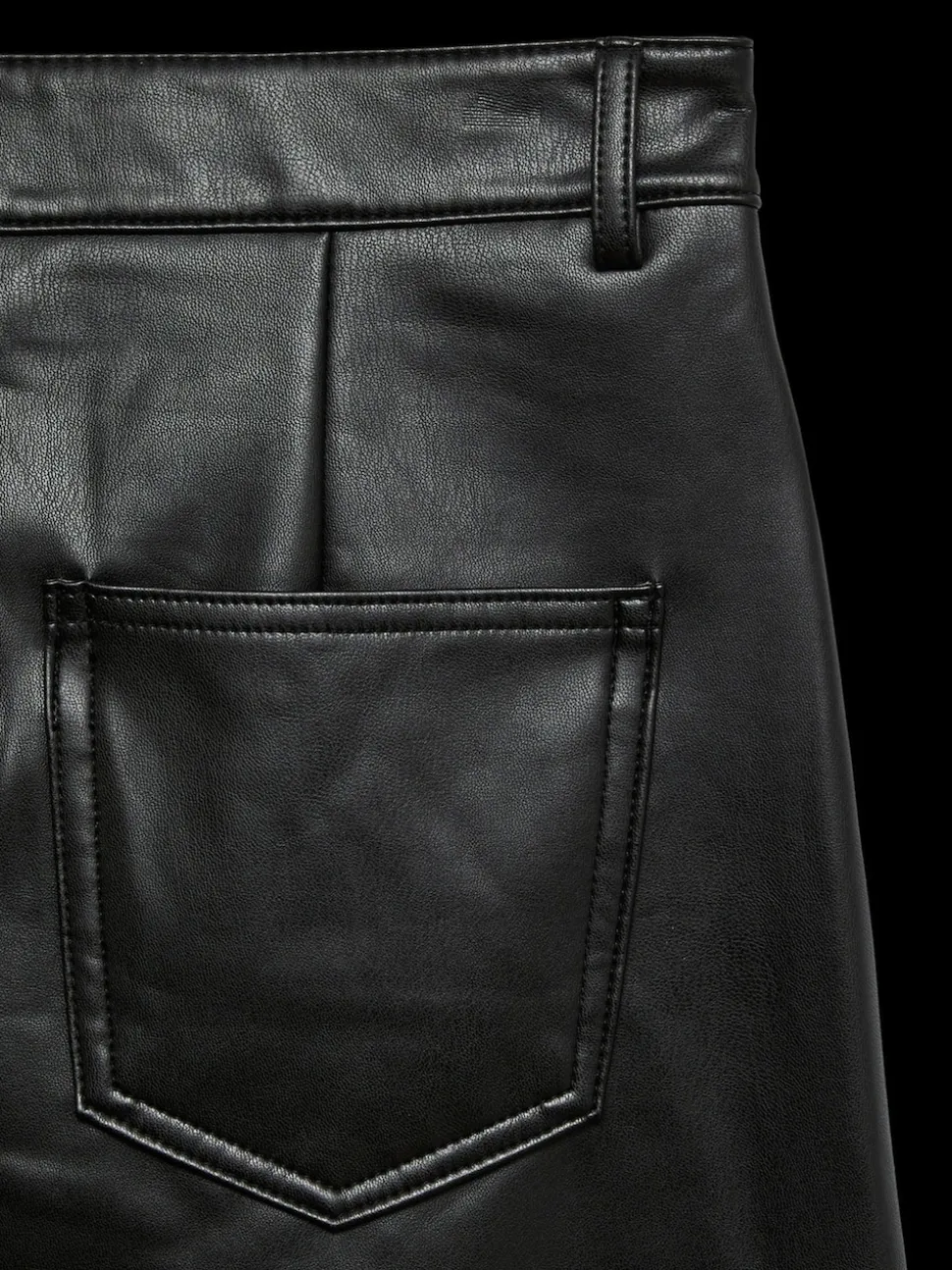VERO MODA Black Faux Leather Midi Skirt