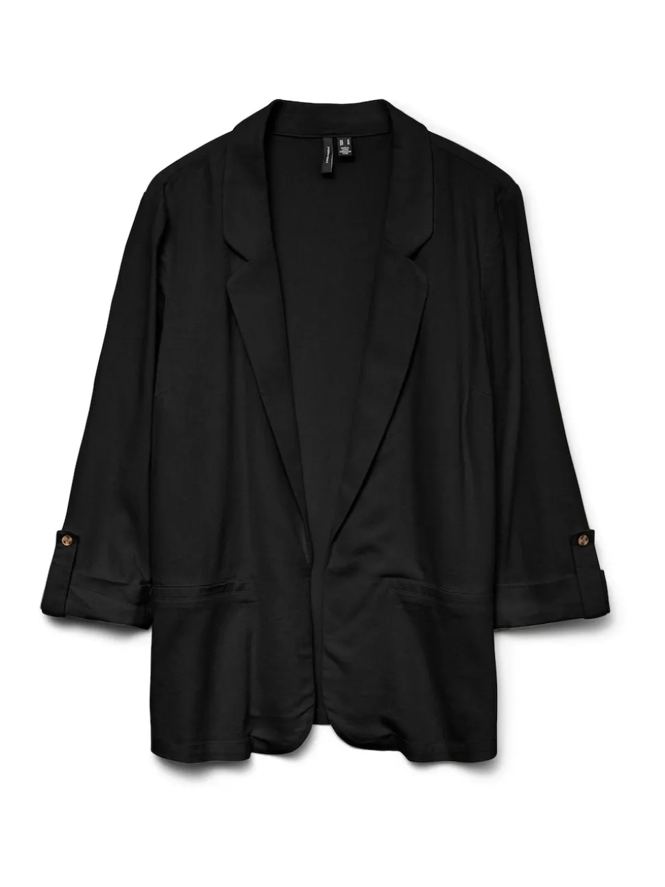 VERO MODA Black Linen Blend 3/4 Sleeve Jacket