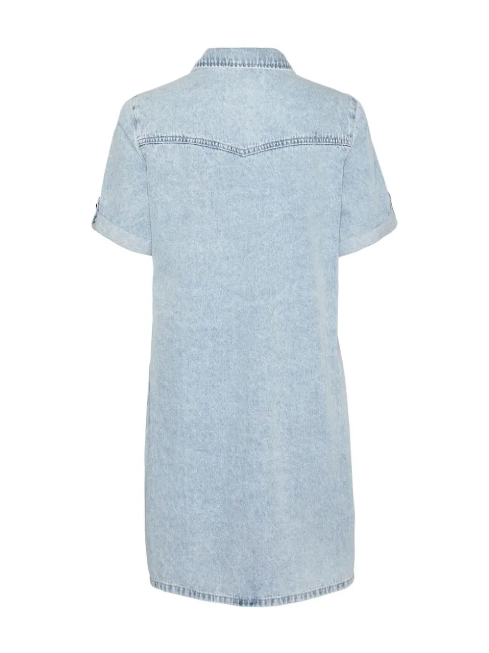 VERO MODA Blue Chrome Short Sleeve Button Down Denim Dress