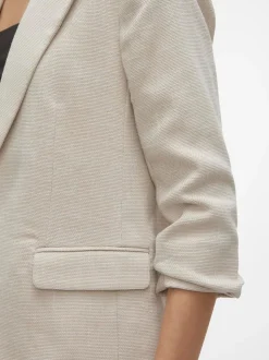 VERO MODA Cream Textured Ruched Sleeve Jacket