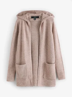 VERO MODA Natural Longline Hooded Knitted Cardigan