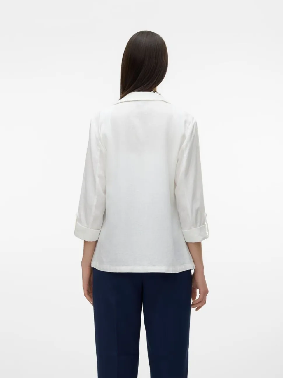 VERO MODA White Linen Blend 3/4 Sleeve Jacket