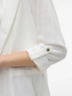 VERO MODA White Linen Blend 3/4 Sleeve Jacket