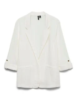 VERO MODA White Linen Blend 3/4 Sleeve Jacket