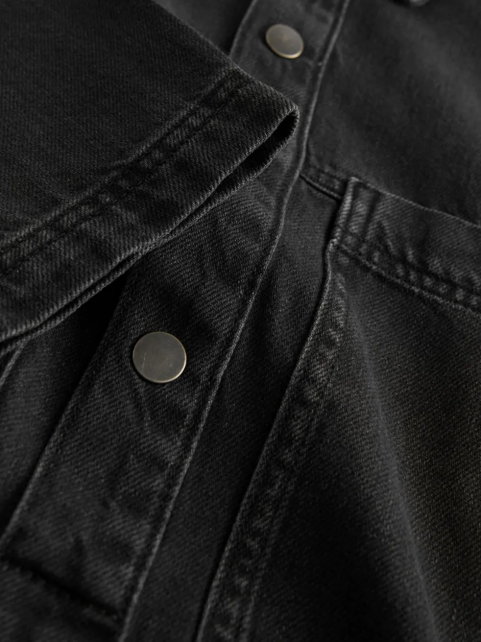 Washed Black Mini Long Sleeve Utility Denim Dress
