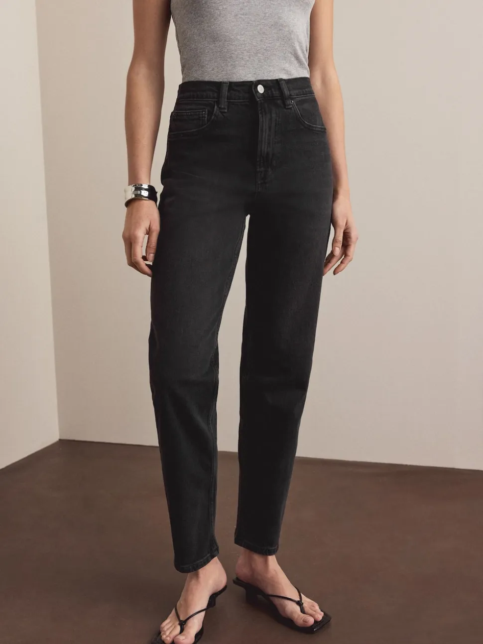 Washed Black Mom Comfort Stretch Column Jeans
