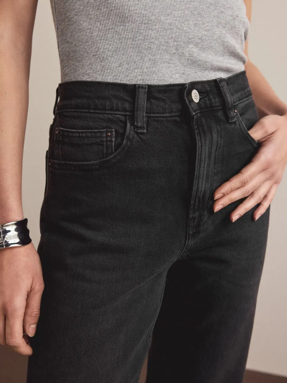 Washed Black Mom Comfort Stretch Column Jeans