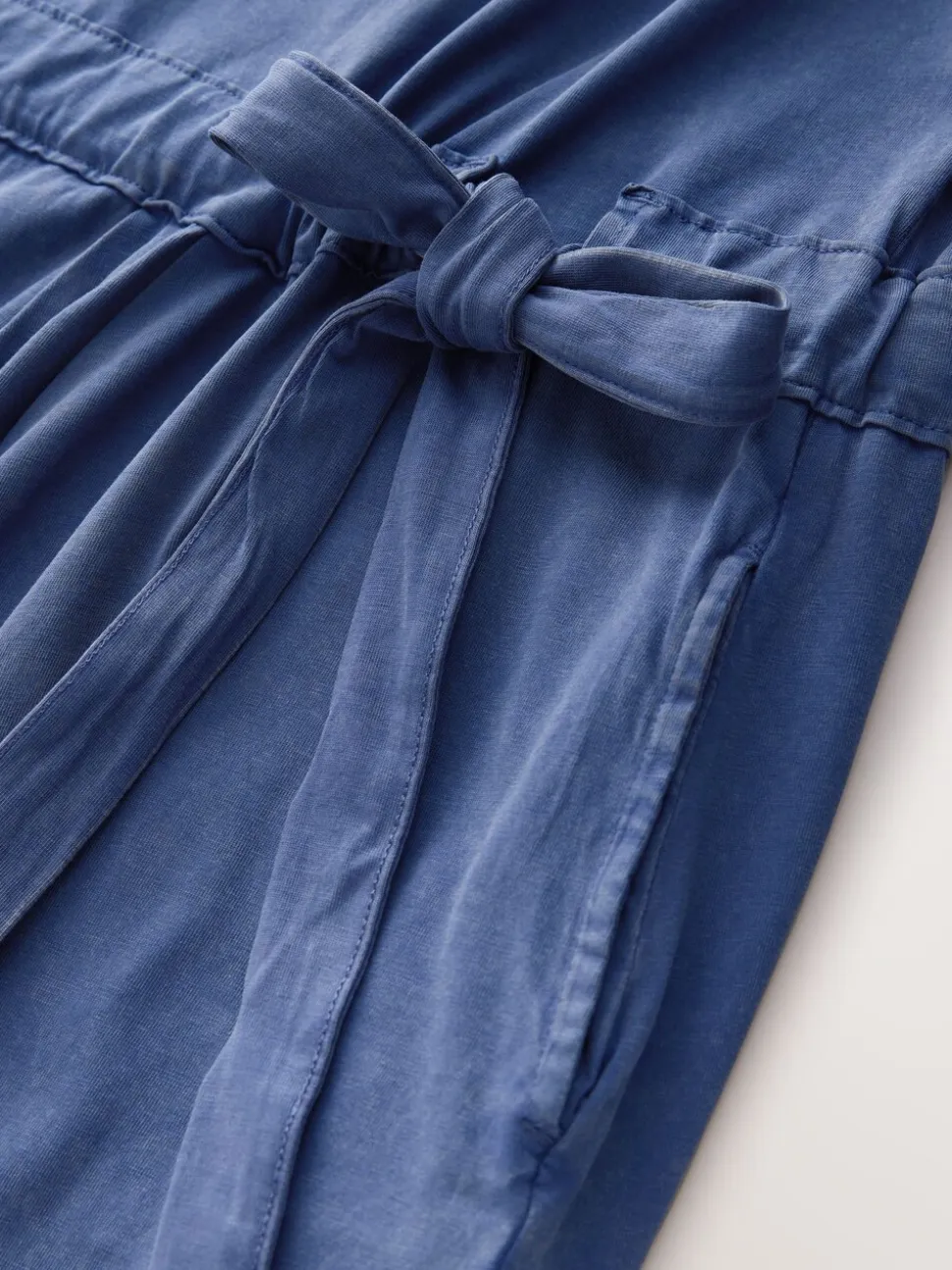 Washed Blue Jersey Sarong Tie T-Shirt Dress