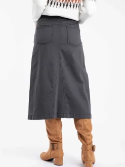 Weird Fish Black Juda Longline Denim Skirt