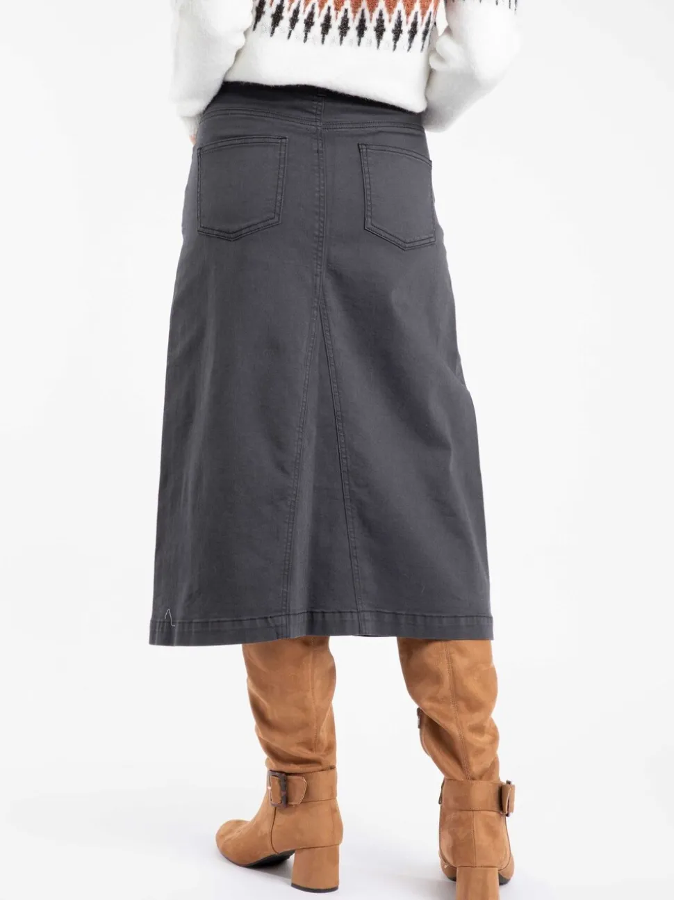 Weird Fish Black Juda Longline Denim Skirt