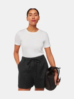 Whistles Black Linen Elasticated Shorts