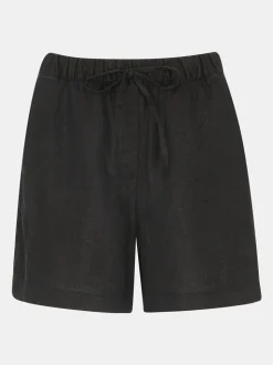 Whistles Black Linen Elasticated Shorts