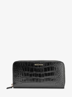 Whistles Black Long Shiny Croc Effect Purse